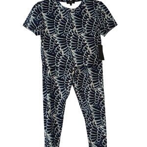 Ed Hardy Navy and White Graphic Crop Top/Legging Set NWT